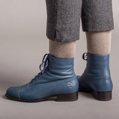 Rainey Vintage Lace-Up Boots (Blue)