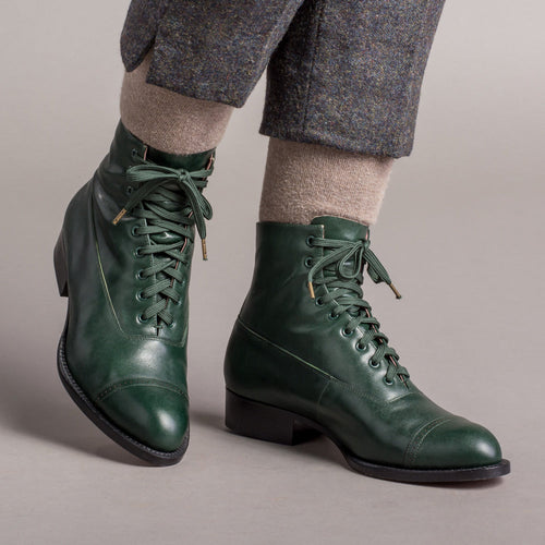 Rainey Vintage Lace-Up Boots (Green)