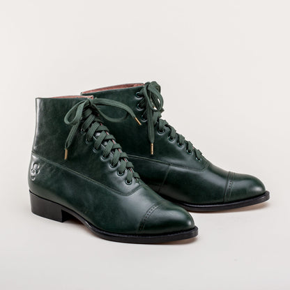 Rainey Vintage Lace-Up Boots (Green)