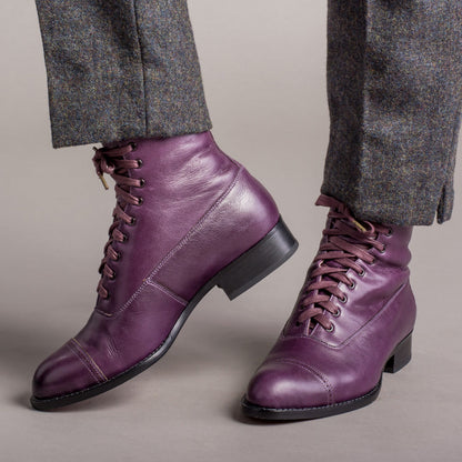 Rainey Vintage Lace-Up Boots (Purple)
