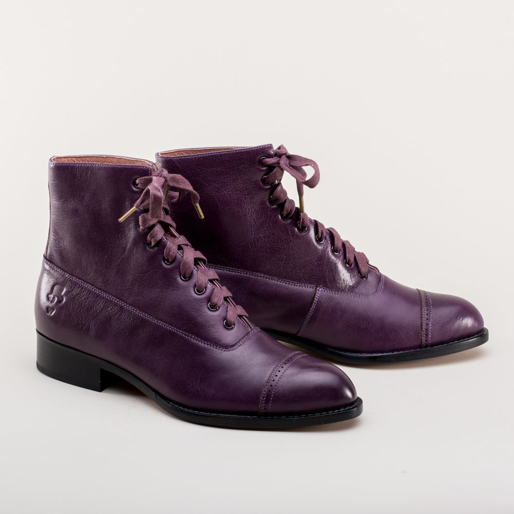 Rainey Vintage Lace-Up Boots (Purple)