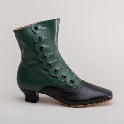 Renoir Victorian Button Boots (Green/Black)