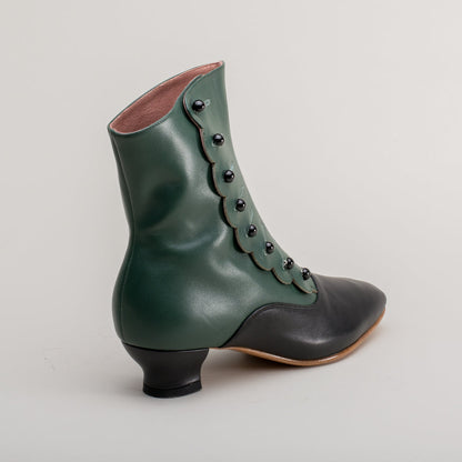 Renoir Victorian Button Boots (Green/Black)
