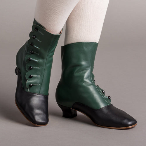 Renoir Victorian Button Boots (Green/Black)