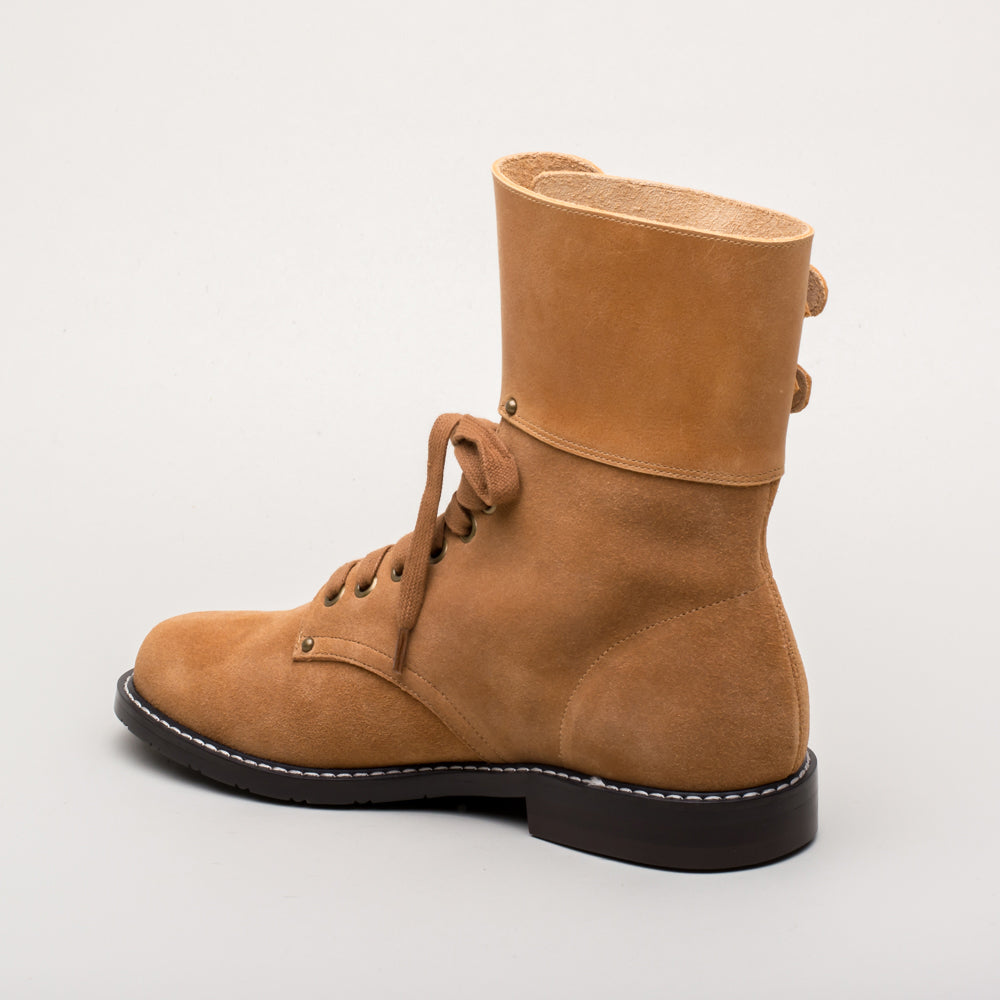 Rosie Vintage Double-Buckle Boots (Tan)