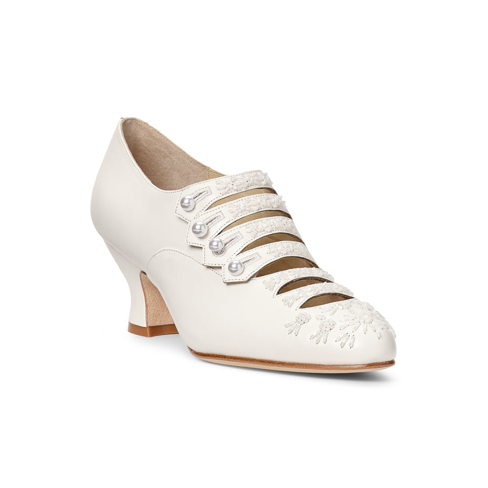 PRE-ORDER Savoy Beaded Edwardian Shoes (Ivory)