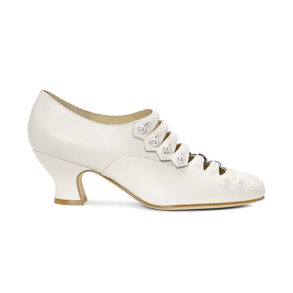 PRE-ORDER Savoy Beaded Edwardian Shoes Wide (Ivory)