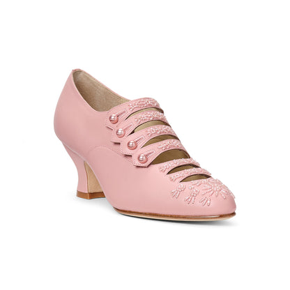 PRE-ORDER Savoy Beaded Edwardian Shoes Wide (Pink)