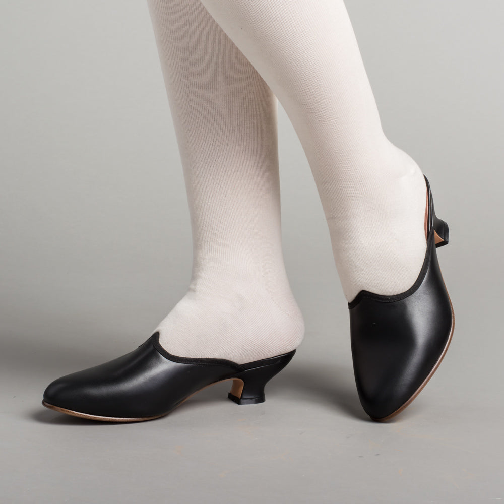 Sophie 18th Century Leather Mules (Black)