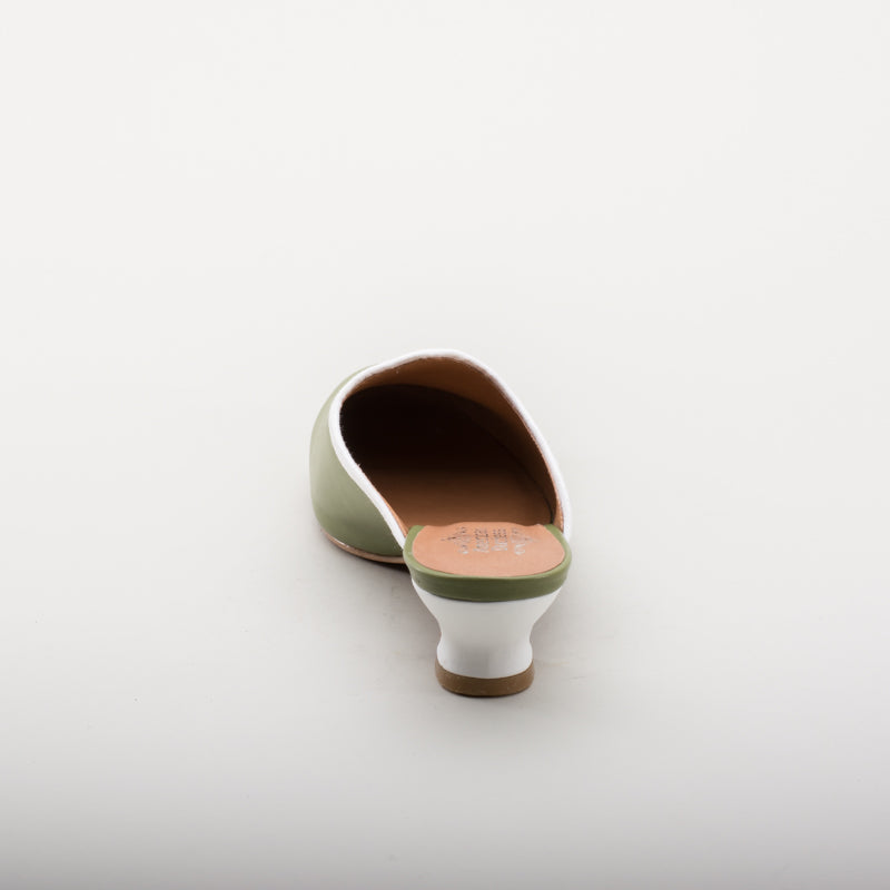 Sophie 18th Century Leather Mules (Green)