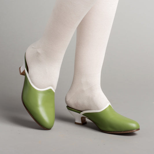 Sophie 18th Century Leather Mules (Green)