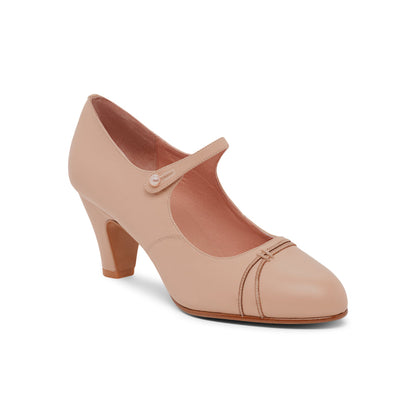 PRE-ORDER Vera 1920s Bar Shoes Wide (Almond)