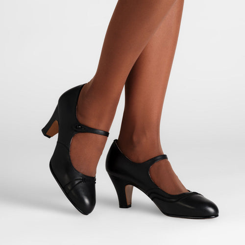 PRE-ORDER Vera 1920s Bar Shoes Wide (Black)