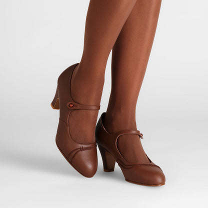 PRE-ORDER Vera 1920s Bar Shoes (Chestnut)