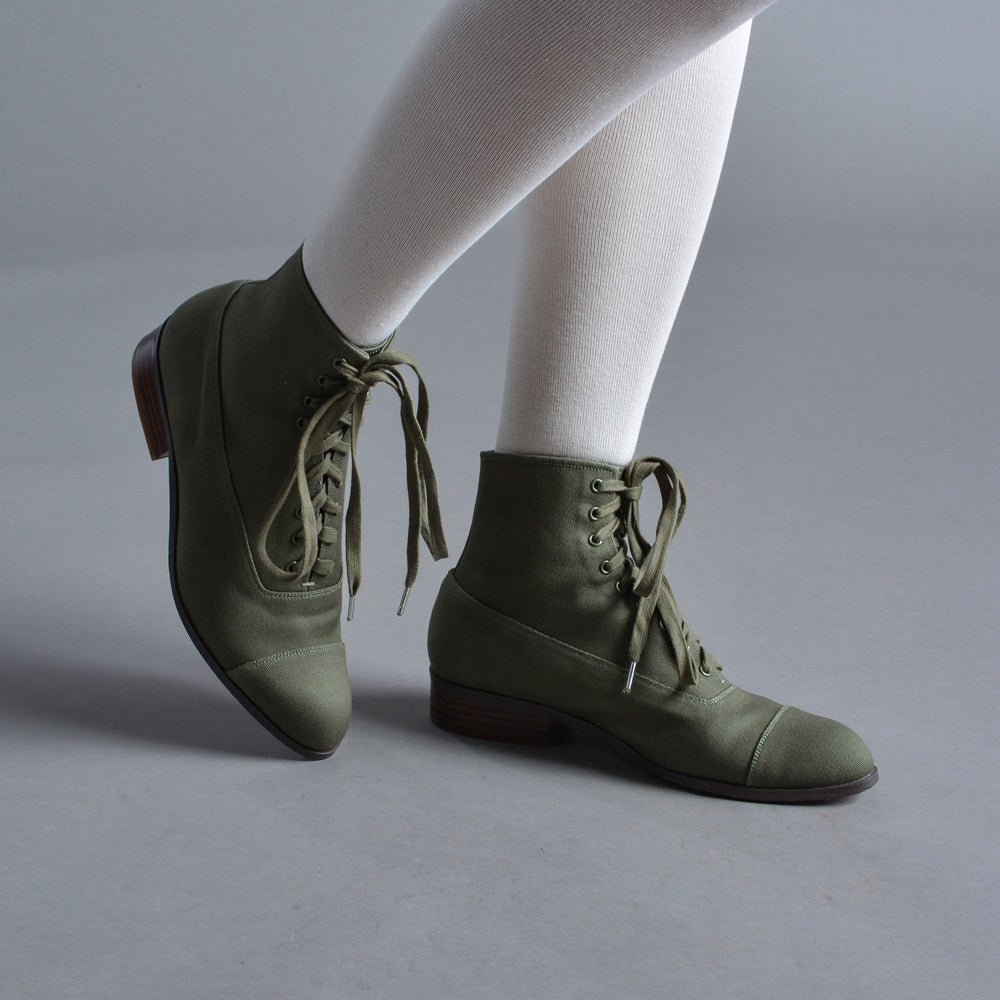 Watson Edwardian Lace-Up Boots (Moss Green)