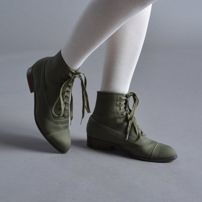 Watson Edwardian Lace-Up Boots (Moss Green)
